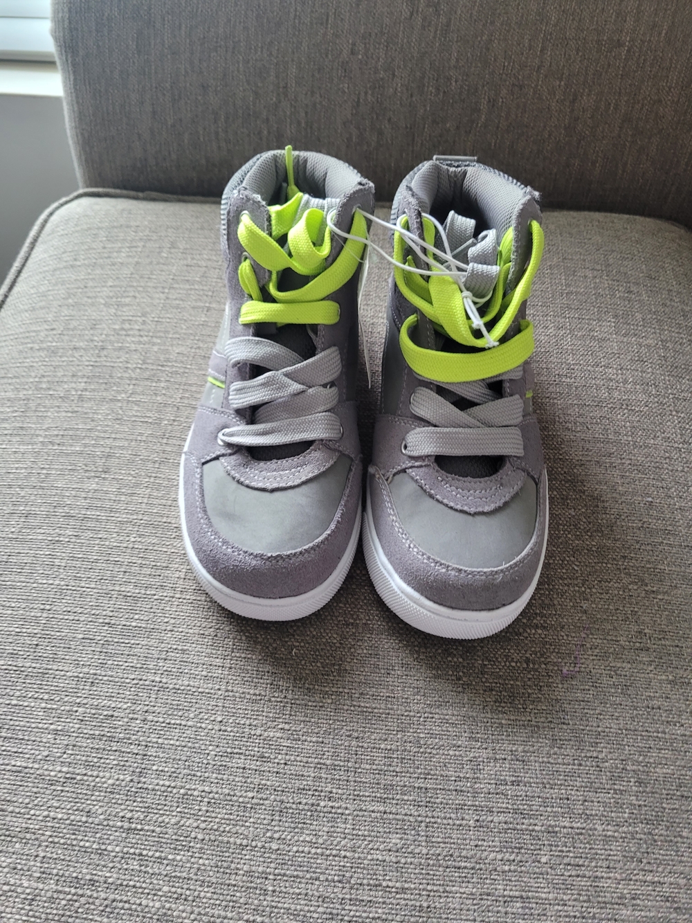 Cherokee Gray and Neon Green High-Top Kids Sneakers NWT